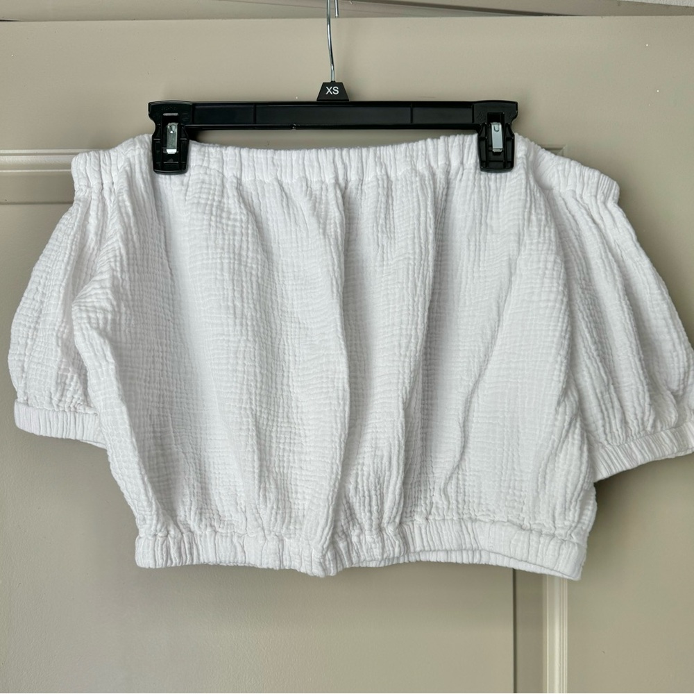 Off Shoulder Linen Muslin Crop Top | Size Large